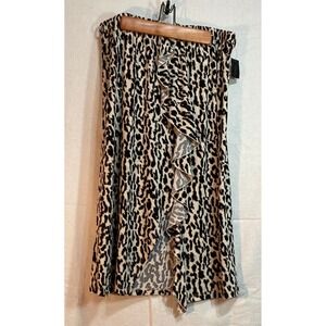 Thalia Sodi Leopard Print Ruffle Midi Skirt Womens‎ Size XXL Animal Print